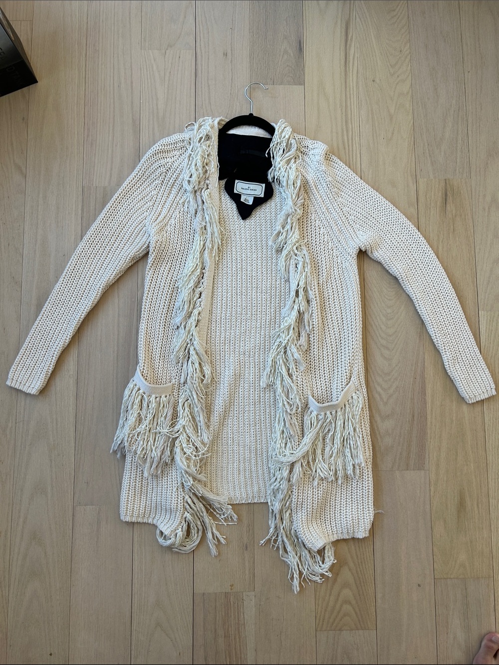 By Malene Birger Cream Fringed Open-Front Cardigan